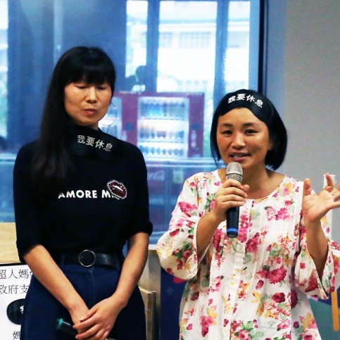 天水圍社區發展網絡總幹事鍾婉儀女士（右一）發言。